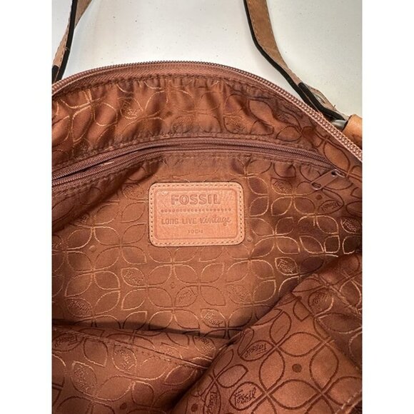Fossil Long Live Vintage Butterscotch Brown Leather Shoulder Purse - Picture 11 of 12